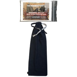 Save 3.00 | TarnishSTOP | USA Made | Luxury Anti-Tarnish Bag (18"x6", Black) | Silver Storage Bundle with Tarnish Removal Polishing Cloth for Silverplate, Sterling, Jewelry & Flatware