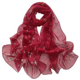 FAIRYGATE Floral Scarf Ladies Womens Scarves Floral Printed Georgette Chiffon Scarfs Red Hijab Women Shawl A5320