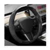 KHGUZ Car Steering Wheel Cover, Suede Leather Anti Slip Segmented