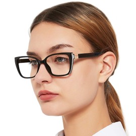 OCCI CHIARI Reading Glasses for Women Cat Eye Black Reader 0 1.0 1.5 2.0 2.5 3.0 3.5 4.0 5.0 6.0 (Black, 1.25)