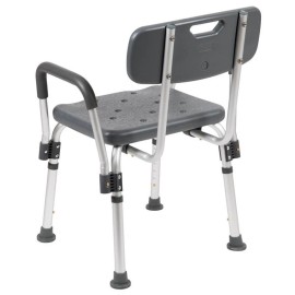Flash Furniture Hercules Plastic Adjustable Bath Chair in Gray