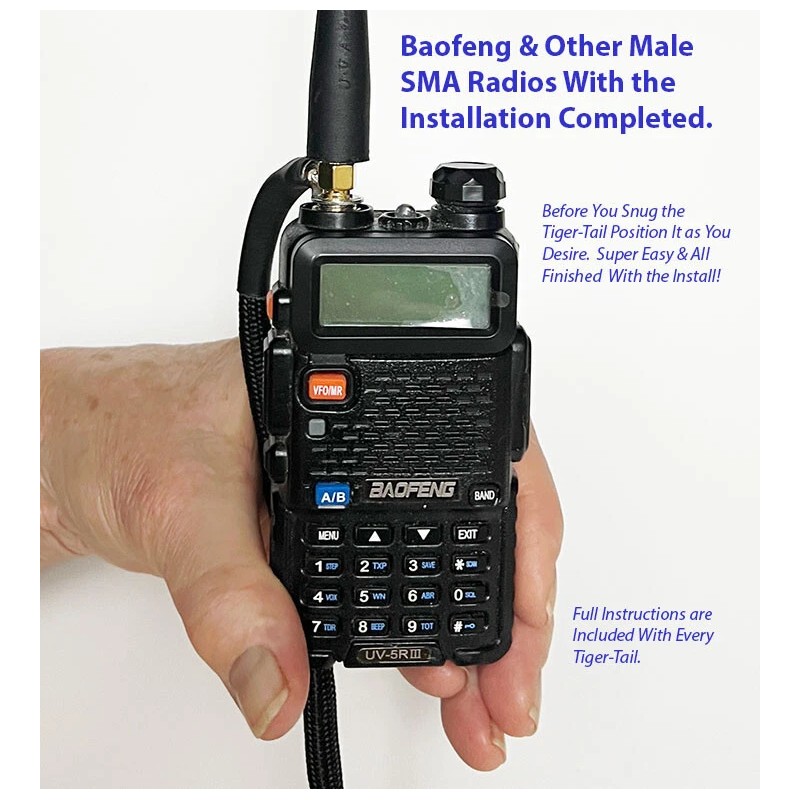 Radio-Tecs HAM Antenna Tactical Counterpoise Tiger Tail Tri-Band Both SMA