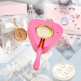 MINGYUESKY Electric Wax Seal Warmer with Spoon & Tweezers, Pink Metal, Plastic, Acrylic, Wood, 4.3x2 inches, 200g, Art & Craft, Beads, Sealing Envelopes, Packaging