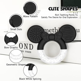 Baby Teething Toys，Teether for Babies 3＋Months，BPA Free Soft and Silicone Teething Relief Soothing Sore Gums Baby Chew Toys