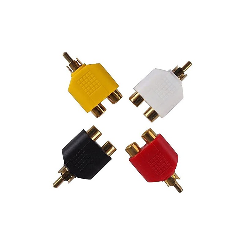 QDiShi 4 Pcs RCA Y Splitter Plug Adapter 2 Female