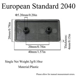 End Caps Black for Aluminium Profile Series 2040, Aluminium Profile Cover Caps, Profile Cover Caps, Protective Caps, Plastic (Pack of 10)