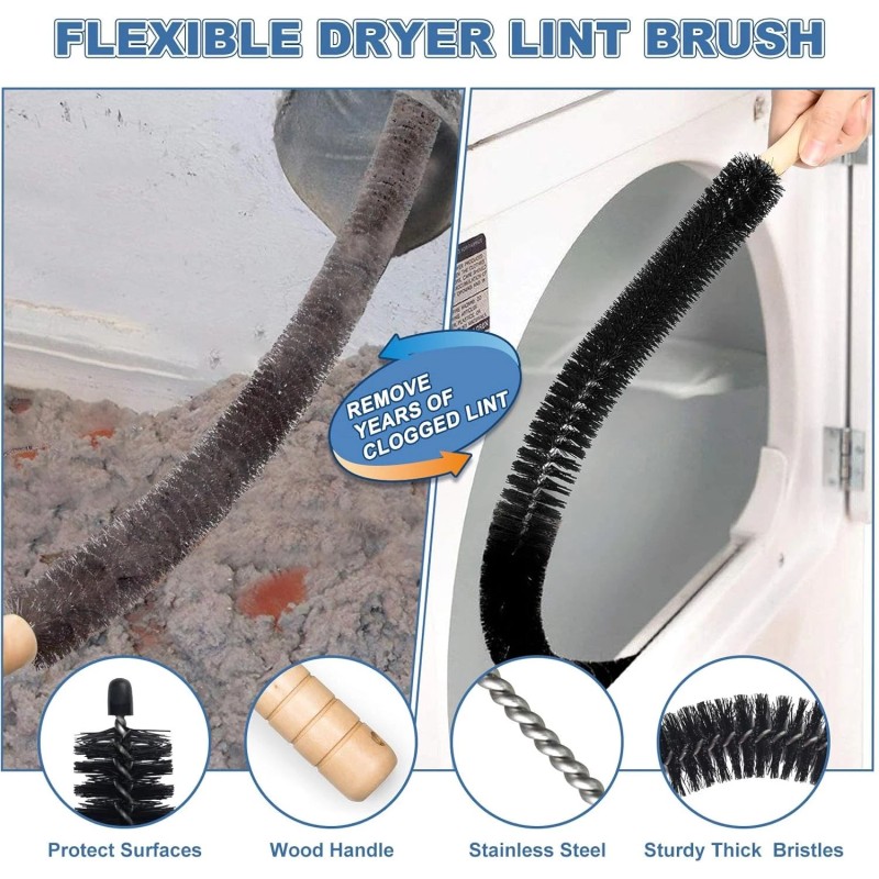 PetOde 2 Pieces Dryer Vent Cleaner Kit Compatible with All