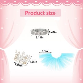 YMO Porch Goose Outfits, 3 Pcs Princess for 23" 17" Cement Statue Porch Goose Clothes for Outdoor Garden Lawn Goose Duck Decor (Blue)