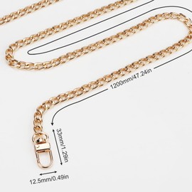 jwtyu Bag Chain 120 cm Bag Chain Gold Metal Handbag Chains Replacement Chain for Flat Chain Strap Shoulder Strap Purse Bag Chain Gold High Quality