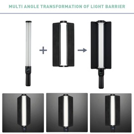 Godox LC500R Mini RGB Video Light Stick - Adjustable 360° Full Color Handheld LED Light Wand with Battery Grip and Barndoor