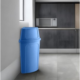 Zedfire 21 Gallon Blue Plastic Recycling Bin with Push Door Lid, Ideal for Home, Kitchen, Bar, Hotel, Restaurant, School