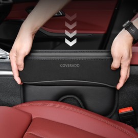 Coverado Universal Car Seat Gap Filler Organizer, Premium Suede Leather Car Seat Side Gap Filler, Seat Gap Storage Box for Suv Truck, Car Interior Accessories