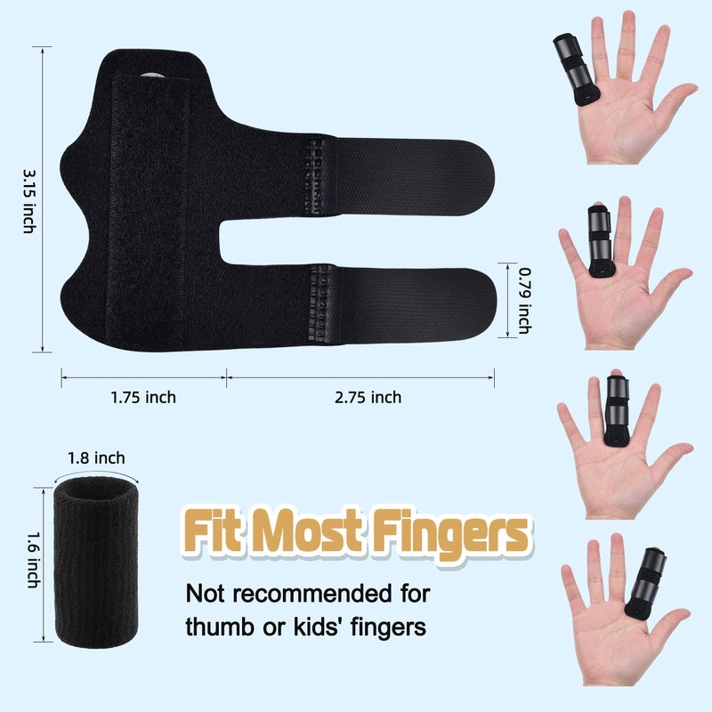 Finger Splints, 2pcs Finger Braces with 6pcs Nylon Sleeves for