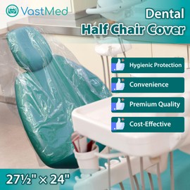 675PCs Half Dental Chair Covers 27-1/2" x 24" by VASTMED | Clear Dental Chair Covers Sleeve for Covering Chair | Waterproof Plastic Cover Sleeves to Cover Back and Headrest