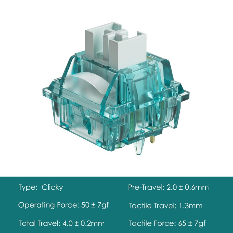Akko Creamy Cyan Clicky Switch With LED Diffuser for Backlit