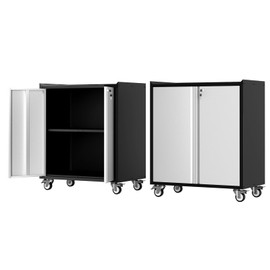 GarveeHome Heavy Duty Garage Storage Cabinet with Wheels, Rolling Tool Cabinet with Adjustable Shelf & Lockable Doors, Rust Resistant Tool Cart for Home Office Workshop, Grey