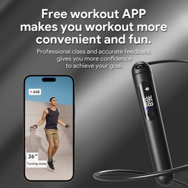WEGYM Smart Jumping Rope for Men and Women, Adjustable Jumping Rope for Indoor and Outdoor Workout APP Data Analysis LED Display Screen Rechargeable Skipping Rope Fitness Gift for Adults or Kids