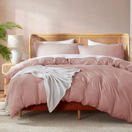 Nestl Blush Pink Duvet Cover Full Size - Soft Double Brushed Full Size Duvet Cover Set, 3 Piece, with Button Closure, 1 Duvet Cover 80x90 inches and 2 Pillow Shams