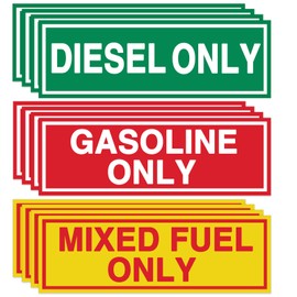 12pcs Diesel/Gasoline/Mixed Fuel Stickers, 1.97in x 5.9in Vinyl Weatherproof Decals for Fuel Tanks Heavy Equipment, Trucks Tanks, Tractors, Barrels, Gas Caps- 4 Labels of Each Type