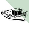 Small 100mm 'Covered Boat' Clear Static Window Cling Sticker/Decal (Black)