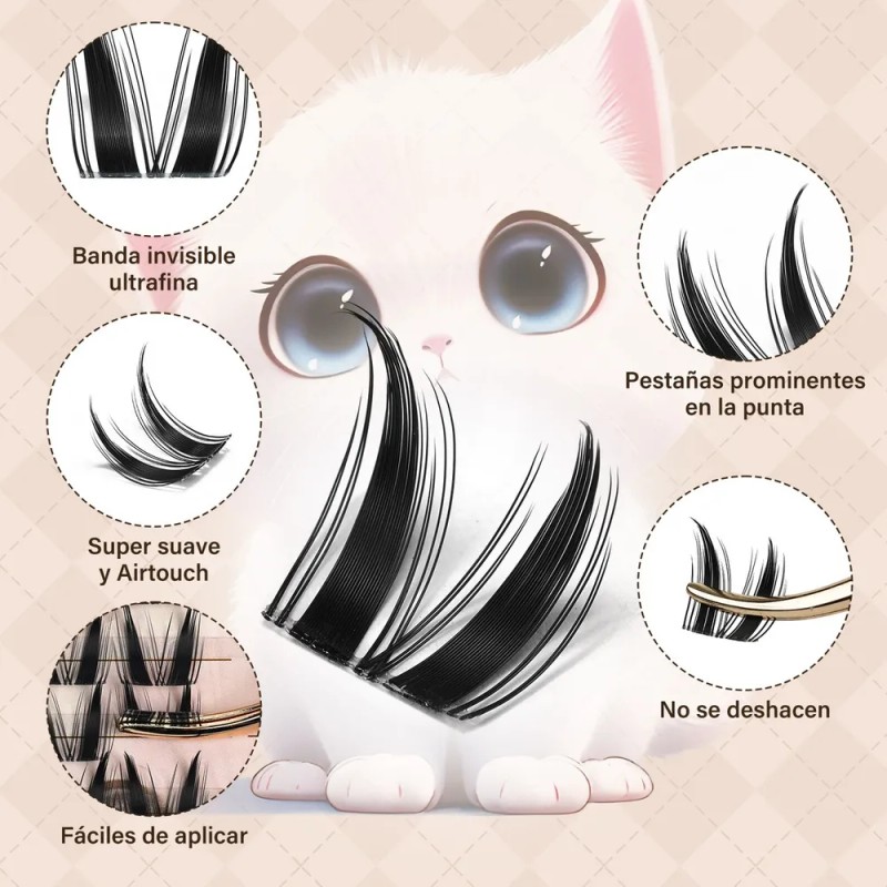 Jms&jms Kit De Cat Eye Pestañas,8-18mm,extensión De Pestañas