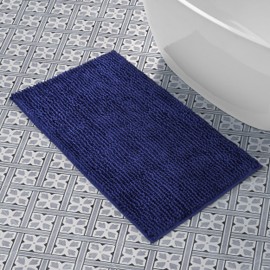 Laura Ashley Butter Chenille Bath Rug, Absorbent Shaggy Bathroom Mat, Non Slip Plush Carpet Rugs for Tub and Sink - (27" x 45") Navy