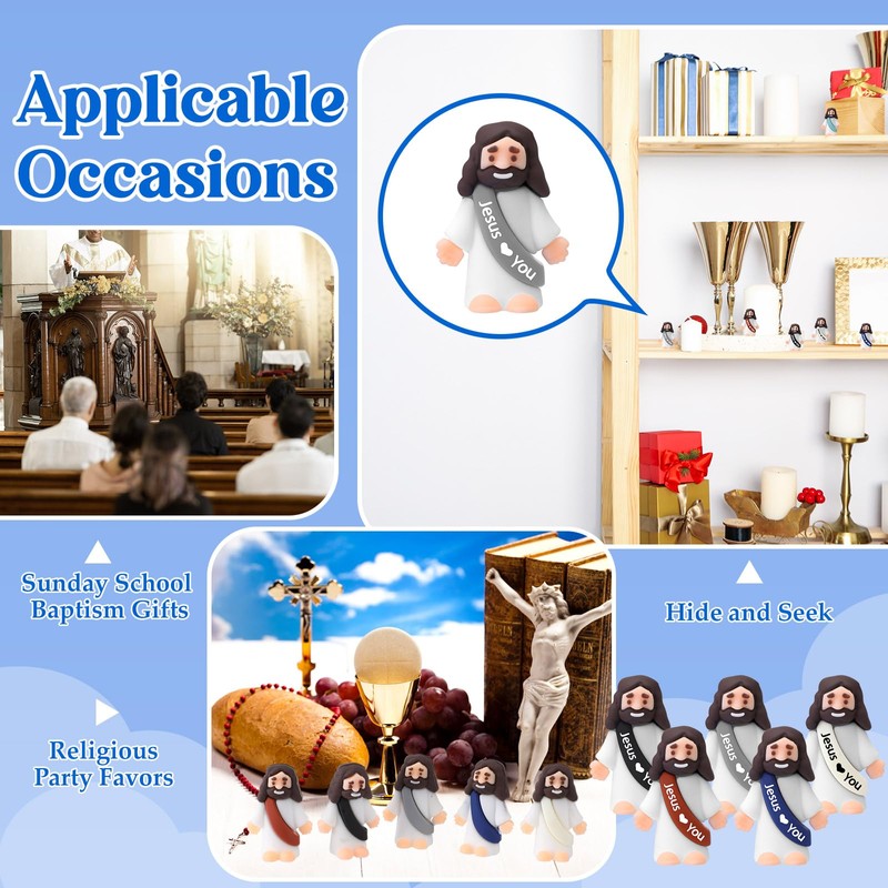 Bememo 50 Pcs Mini Jesus Figures Easter Jesus Loves You