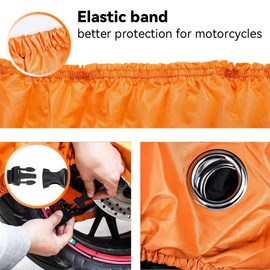 Motorcycle Cover, Waterproof Durable Tear Resistant Motorbike Scooter Mopeds Cover All Season Protection from Snow Dust UV with Large Locking Hole Storage Bag for Yamaha, Honda, Harley, Suzuki