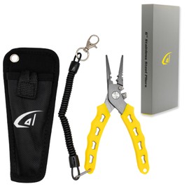 danco danco 6 inch Fishing Pliers, 420 Stainless Steel Fishing Tool, Non-Slip Rubber Handles, Tungsten Carbide Cutters, Saltwater Resistant