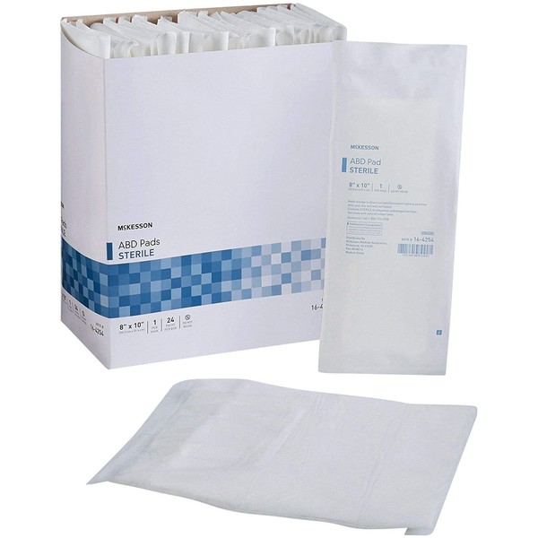 McKesson White Abdominal Pad Sterile 8 X 10 Inch 16-4254, 360 ct