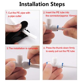 sourcing map 3pcs Quick Connect Water Purifier Pipe Fitting Push In To Connections Water Hose Connector For RO Reverse Osmosis System T-Piece 1/4" BSP Male -1/4" Tube OD