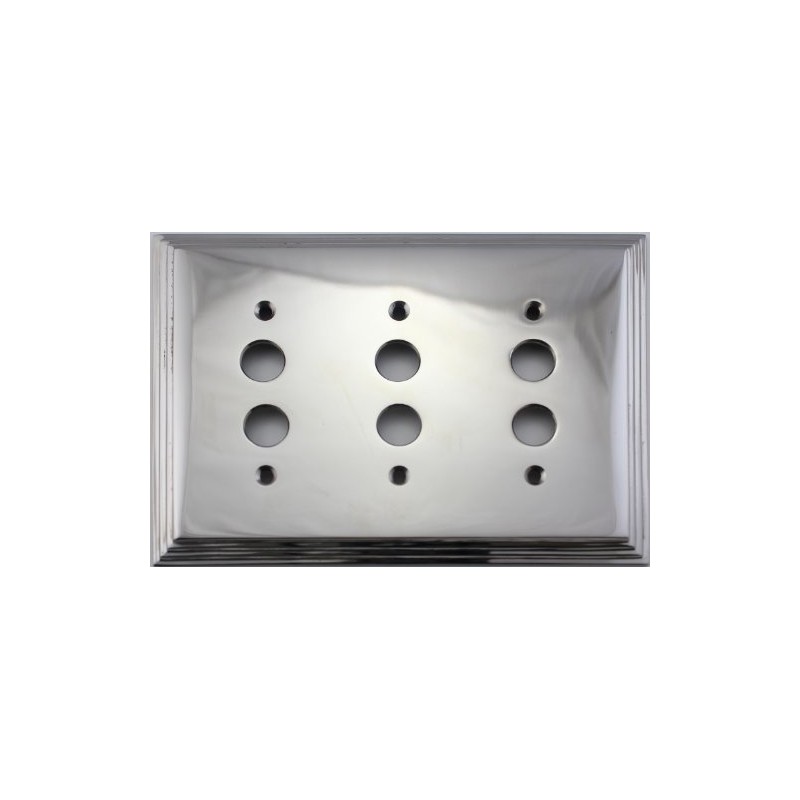 Polished Nickel Deco Step Style 3 Gang Push Button Light