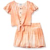 Speechless Girls' Tie Front Top and Short Skirt Set, Ivory/Orange,
