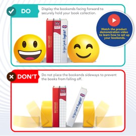 Decorably Happy Face Bookends for Kids - 1 Set Non-Skid Wooden Reversible Kids Book Ends for Shelves, Book Ends for Boys and Girls Room