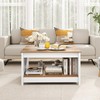 Giantex Farmhouse Coffee Table, 2-Tier Square Center Table for Living