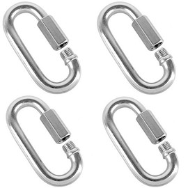 4 Packs Quick Link M12 12mm Stainless Steel Chain Connector by KINJOEK, Heavy Duty D Shape Locking Looks for Carabiner, Hammock, Camping and Outdoor Equipment, Max. Load 2497 Lb