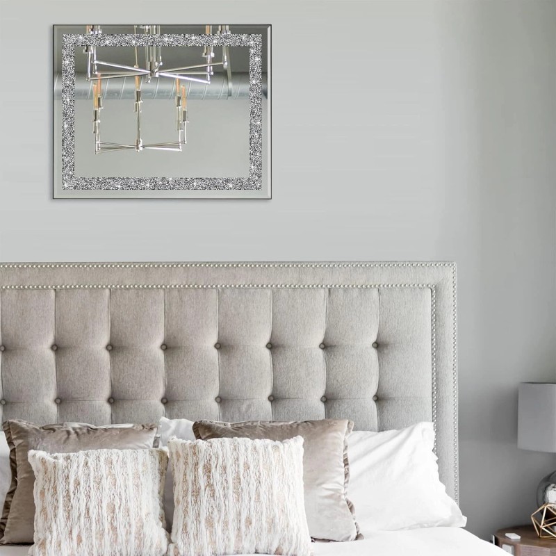 Rectangular Wall Mirror Crystal Crush Diamond Mirror for Home Décor