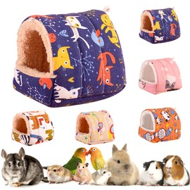 HPAWHOMEPART Hamster Bed,Winter Warm Extra Thick Small Animals House with Cute Print,Hamster Hideout House Small Pet Cage Accessories Hammock Bed for Guinea Pig, Chinchilla, Hedeghogs(L)
