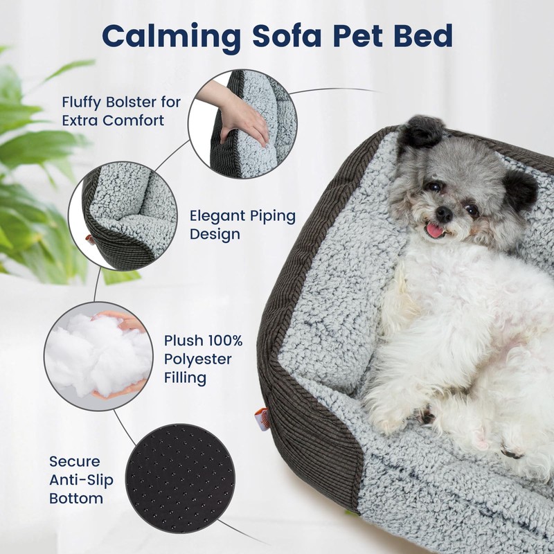 Miguel Washable Dog Bed with Removable Cushion for Medium Small