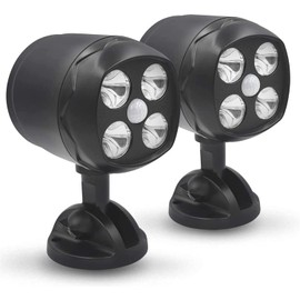 Outdoor Motion Sensor Light Battery Operated, Hotomely IP65 Waterproof Ultra Bright Motion Sensor Outdoor Lights Head Adjustable with 8W 600 Lumen 6000K 4LEDs for Garage Yard Porch and Patio (2 Packs)