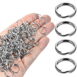 1/2" 300 PCS Silver Small Key Rings, Double Loops Split Rings Jewelry Making Metal Mini Key Ring for Keychian, Pet Collar Tag, Luggage Tag DIY Craft Hardware