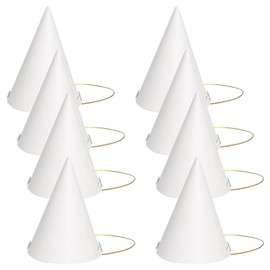 JIHUOO 30 cappelli a cono di carta bianca, per feste di compleanno e vacanze, con cordino elastico