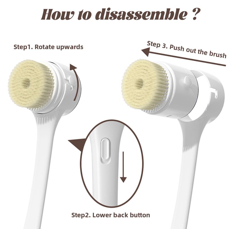 Electric Body Brush, 3 Speed Silicone Body Scrubber with LCD