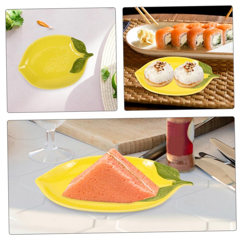 iplusmile Cute Lemon Ceramic Plate Snack Platter Dessert Plate Appetizer
