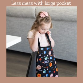 Kids Aprons for Girls and Boys, Toddler Apron with Pocket for Painting, Cooking, Baking, Gardening and Crafts – Apron for kids with Adjustable Neck Strap - Kids Hand Painted Cosmic Collection