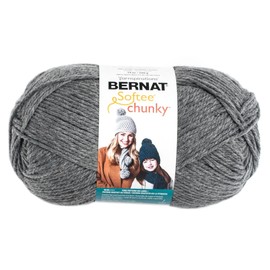 Bernat Big Ball Chunky Solid Yarn, 14oz, Super Bulky 6 Gauge, 100% Acrylic - True Grey - Machine Wash & Dry