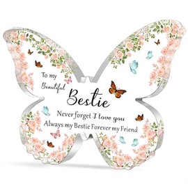 WTOPP Bestie Gifts For Women, Best Friend Birthday Gifts, Beautiful Butterfly-Shaped Acrylic Keepsake, Cute Bestie Gifts For Best Friend Or Soul Sister