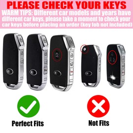 YIKECASE Key Fob Cover with Diamond Keychain Car Key Holder Compatible with Kia 2020-2022 Soul 2019-2021 Forte 2020-2021 Telluride K5 2021-2022 Seltos NIRO Sportage Sorento for Women (Black-Heart)