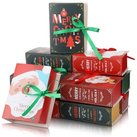 Outus 12 Pieces Christmas Cookie Boxes Chocolate Candy Bakery Boxes Baking Boxes Cookie Tin Treat Boxes Holiday Packaging for Cakes, Cookies, Goodies, Candy, Christmas, Birthdays, Weddings Parties