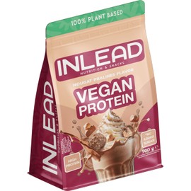 INLEAD - Vegan Protein - Nougat Pralines | Creamy Consistency - 100% Vegetable - No Added Sugar | Protein Powder Made of 4 Components - 500 g